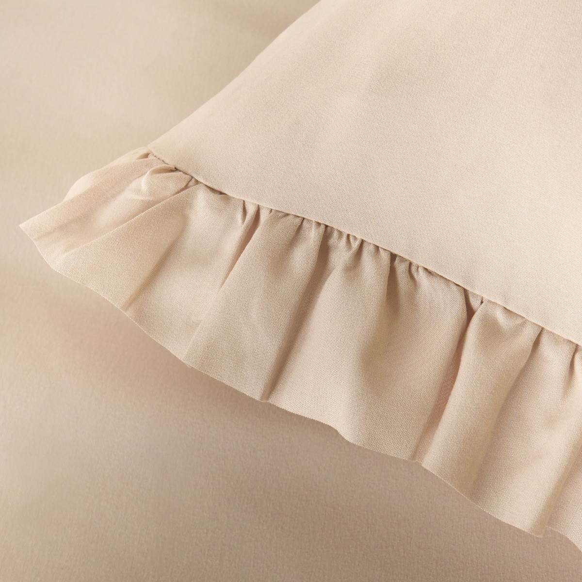OHS Frill Edge Duvet Cover Set, Natural - Single>