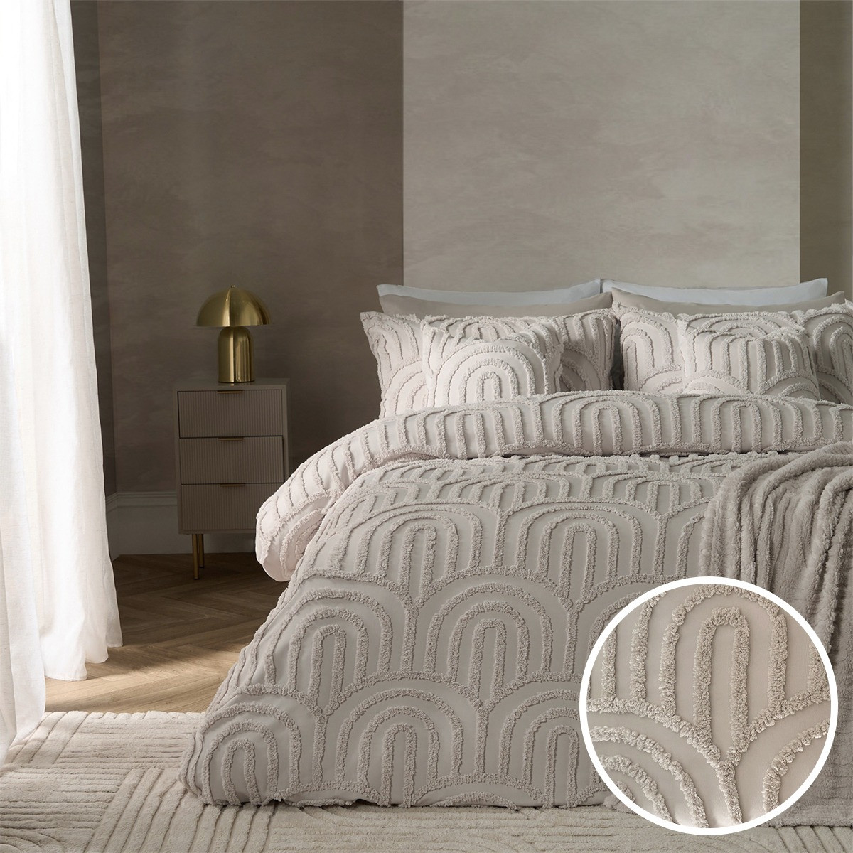 OHS Tufted Arches Duvet Cover Set, Stone - Single>