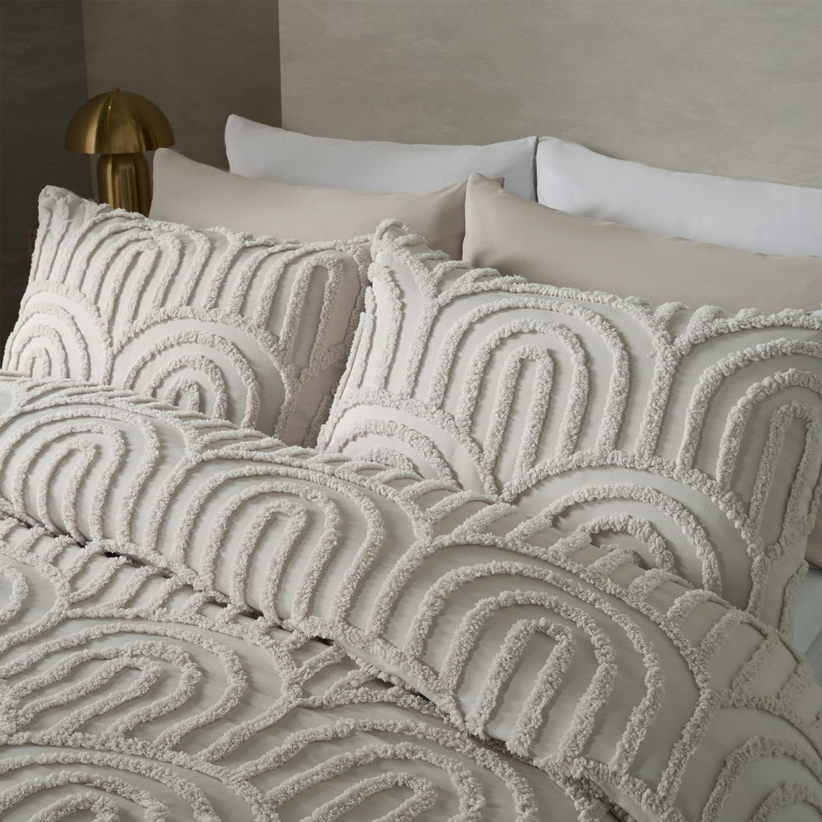 OHS Tufted Arches Duvet Cover Set, Stone - Super King>