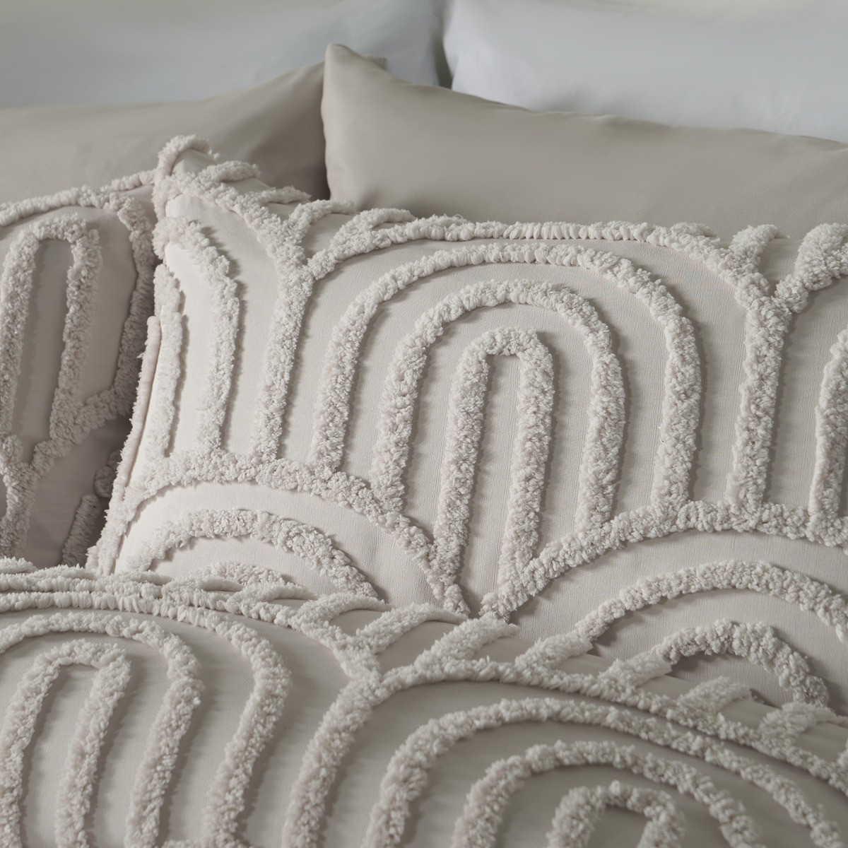 OHS Tufted Arches Duvet Cover Set, Stone - Super King>