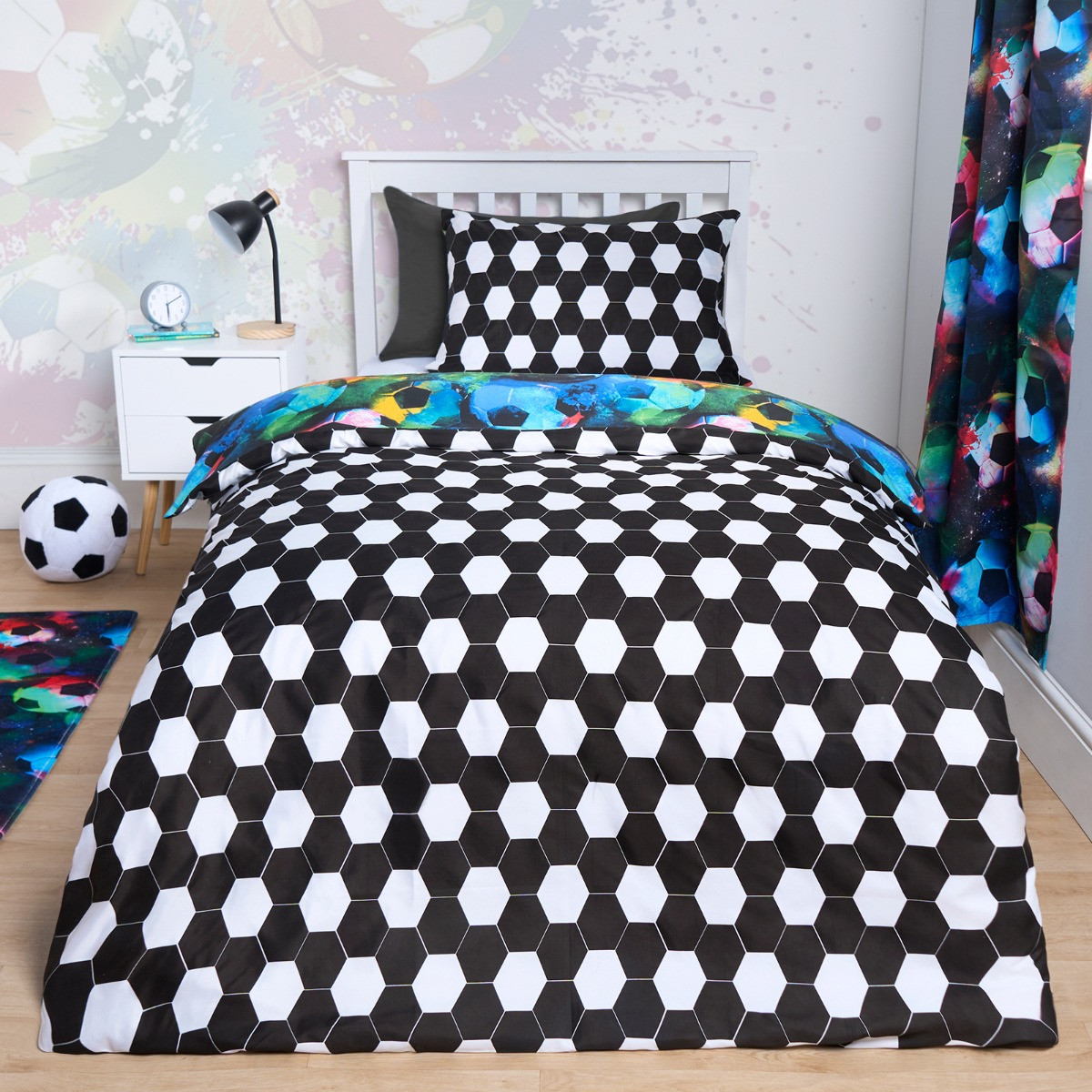 OHS Reversible Football Duvet Set - Neon>