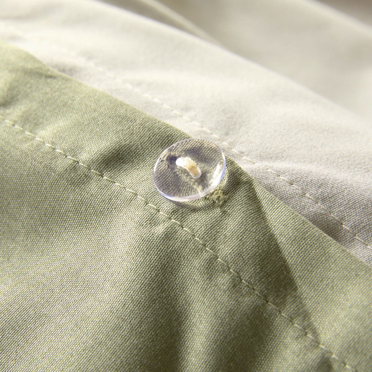 OHS Reversible Duvet Cover Set, Natural/Sage - King>