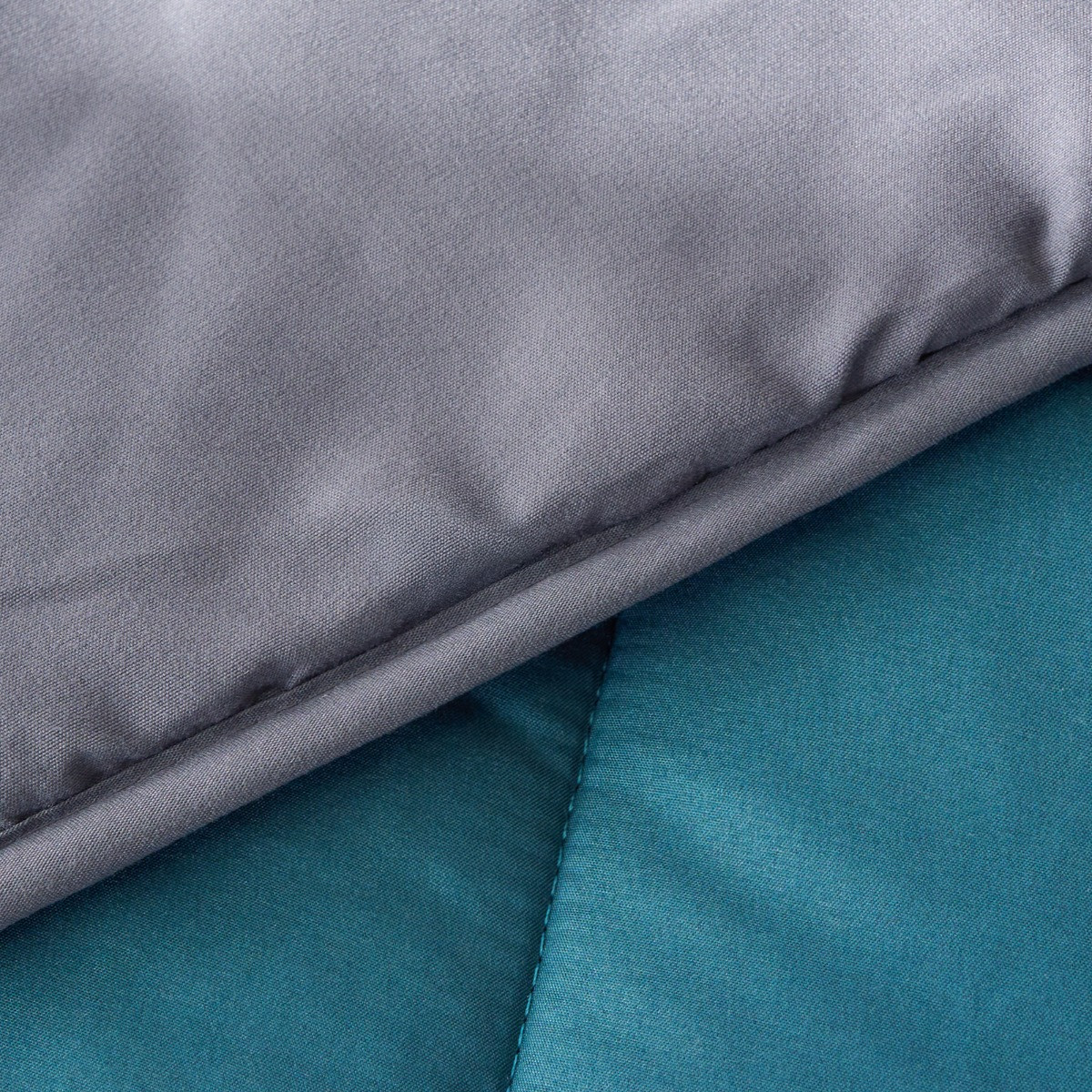 OHS Coverless 10.5 Tog Reversible Duvet & Pillowcase, Teal/Grey - Double>