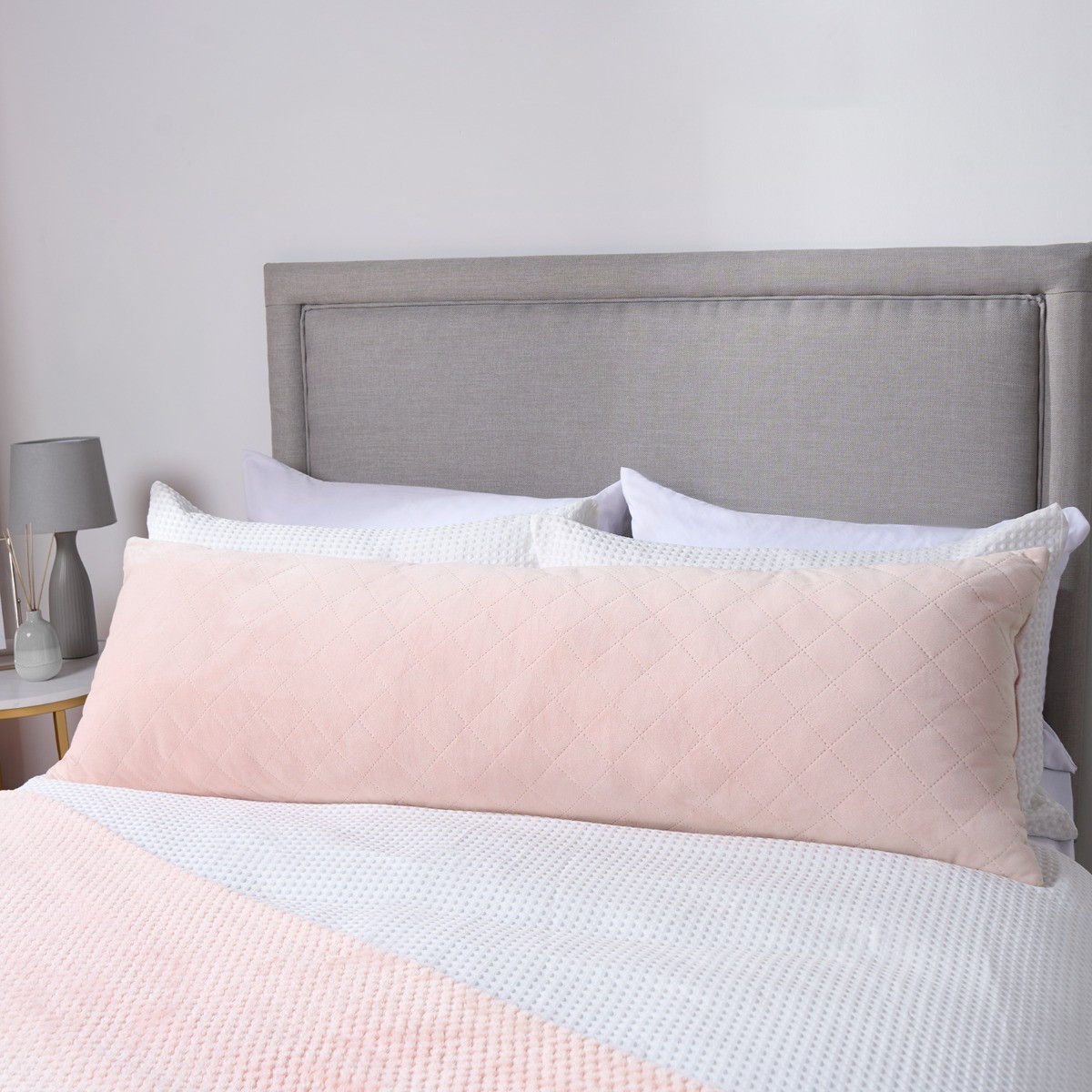 OHS Matte Velvet Pinsonic Bolster Pillow - Blush>