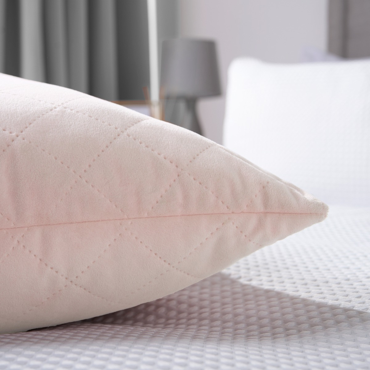 OHS Matte Velvet Pinsonic Bolster Pillow - Blush>