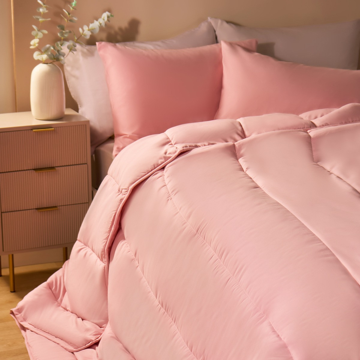 OHS Coverless 10.5 Tog Duvet & Pillowcase, Blush - Double>