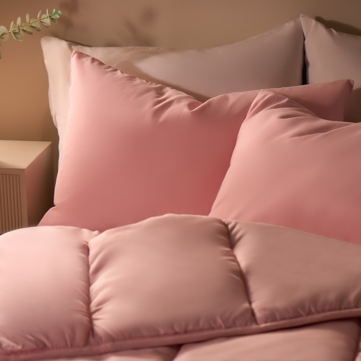OHS Coverless 10.5 Tog Duvet & Pillowcase, Blush - King>