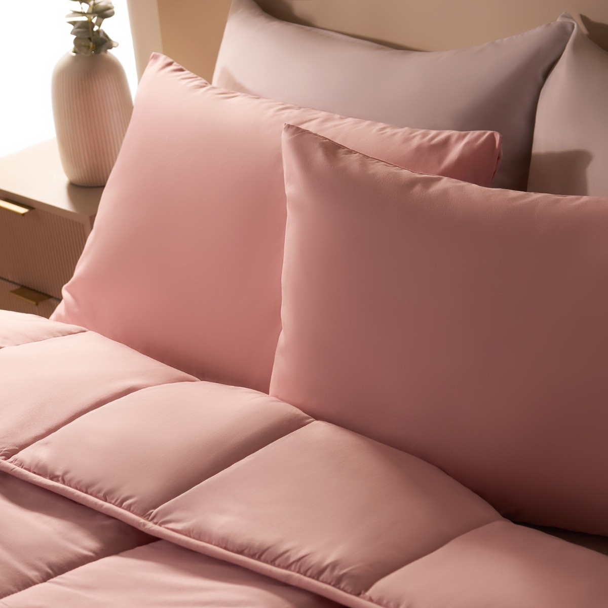 OHS Coverless 10.5 Tog Duvet & Pillowcase, Blush - King>