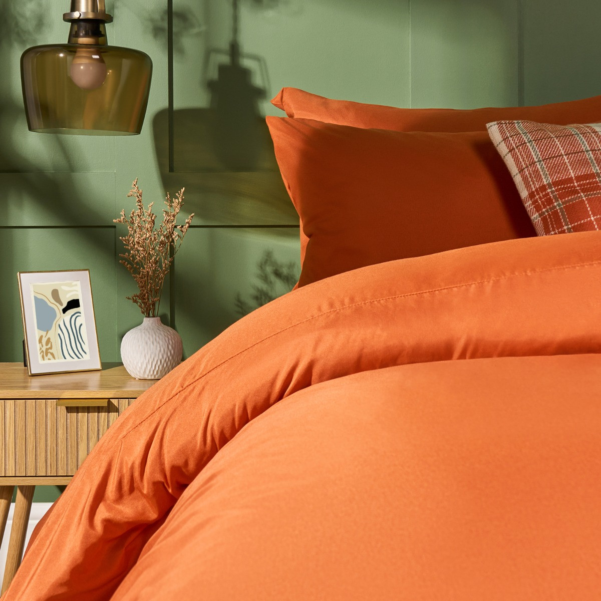 OHS Plain Duvet Cover Set, Rust - Super King>