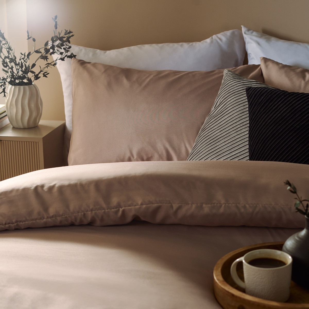 OHS Plain Duvet Cover Set, Natural - Double>