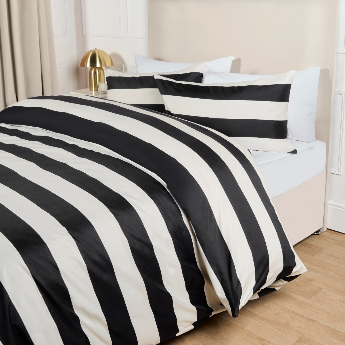 OHS Mono Stripe Duvet Cover Set, Monochrome - King>