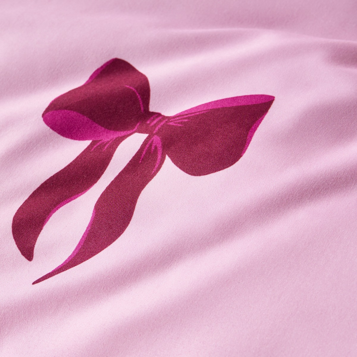 OHS Bow Print Reversible Duvet Cover Set - Burgundy/Pink >