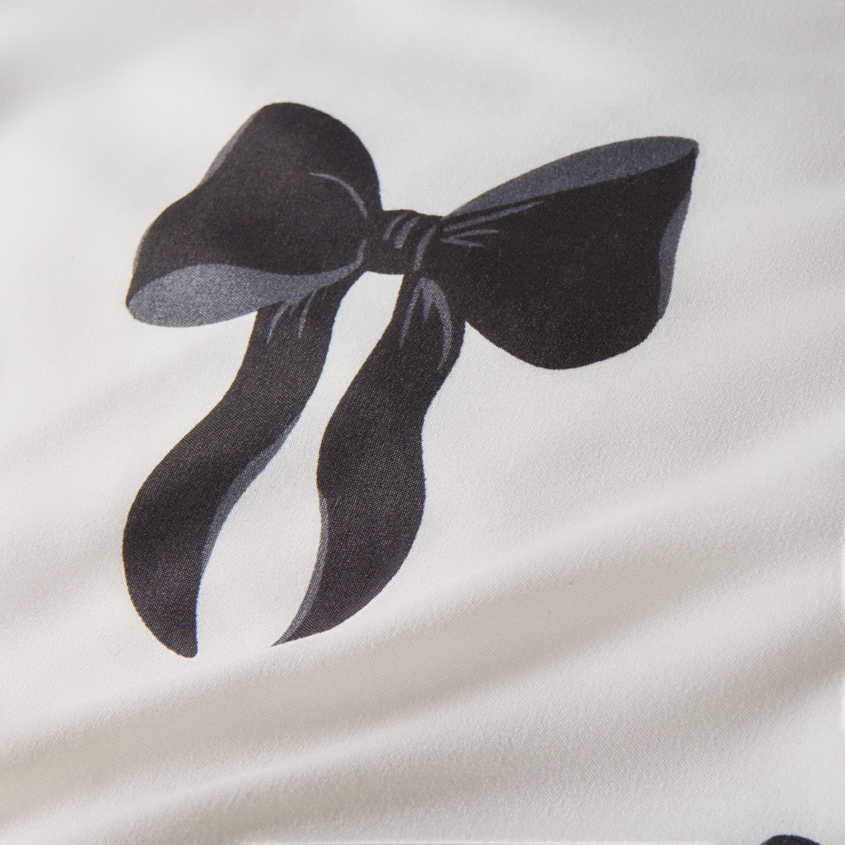 OHS Bow Print Reversible Duvet Cover Set, Monochrome -Double>