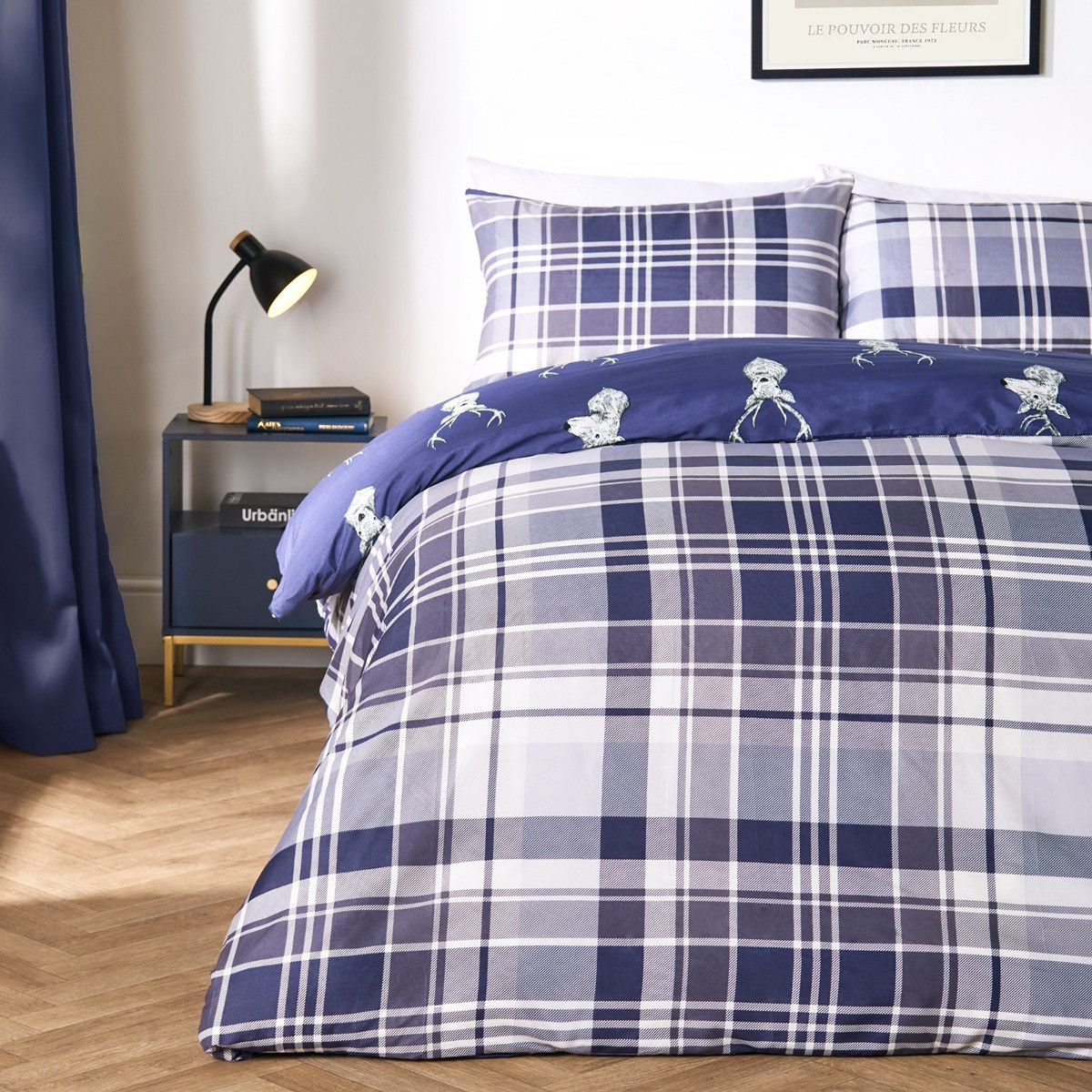 OHS Stag Reversible Duvet Set - Navy>