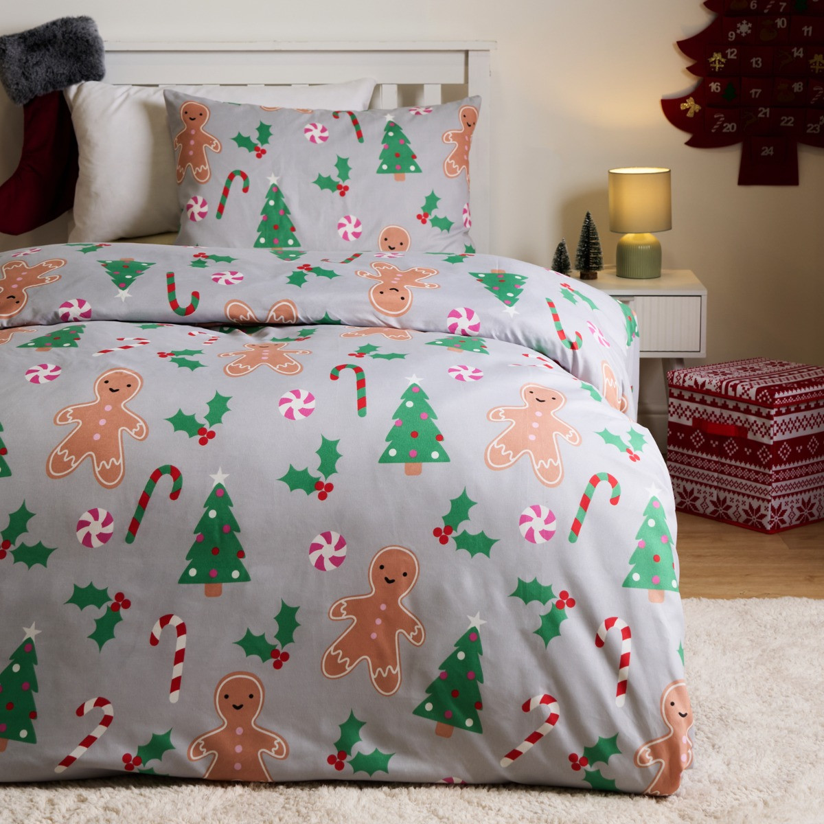 OHS Gingerbread Man Duvet Set - Grey>