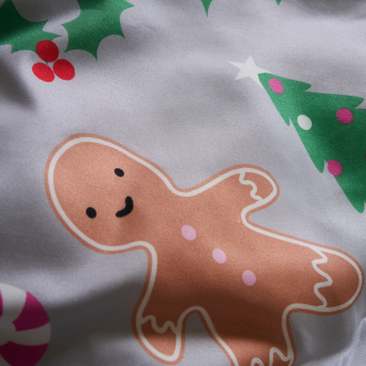OHS Gingerbread Man Duvet Set, Grey - Single>