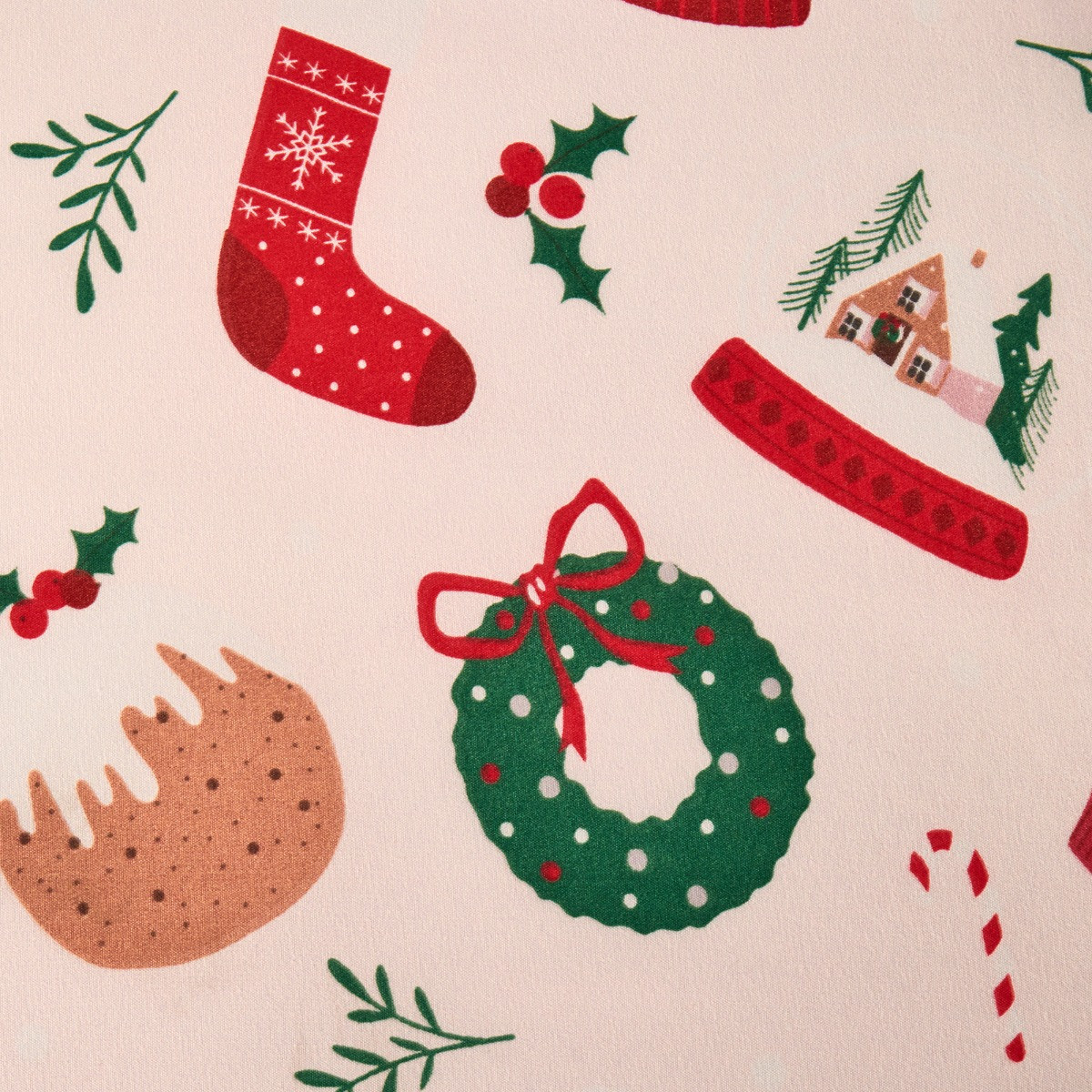 OHS Christmas Novelty Duvet Set, Cream -Double>