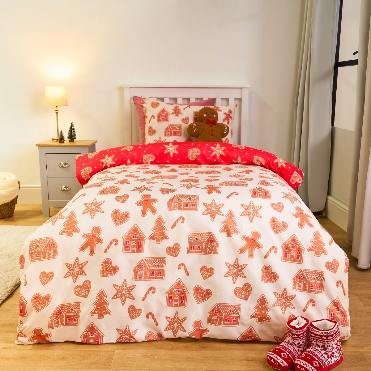 OHS Gingerbread Print Duvet Cover Set - Natural>