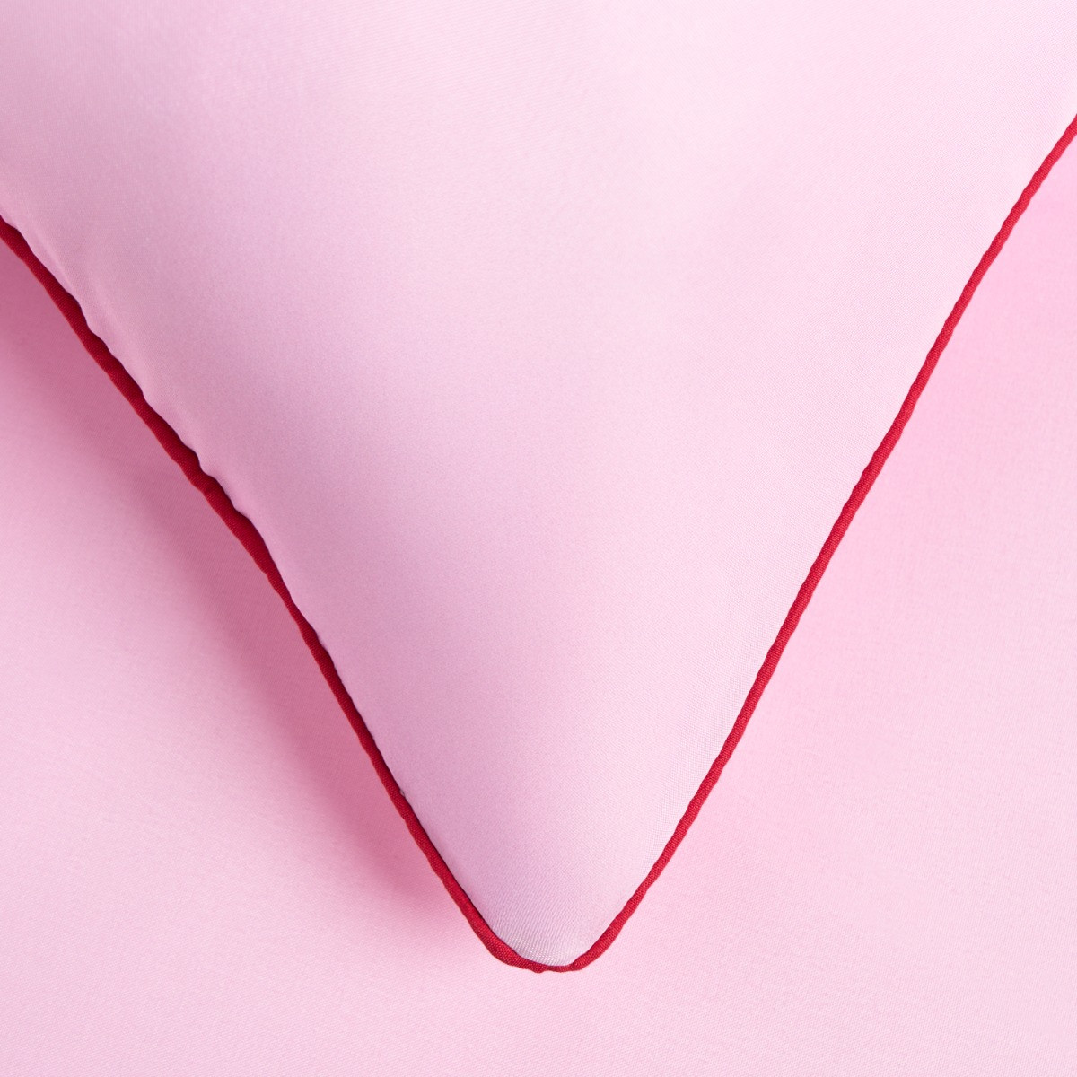 OHS Piped Edge Duvet Cover Set, Pink/Red - Double>