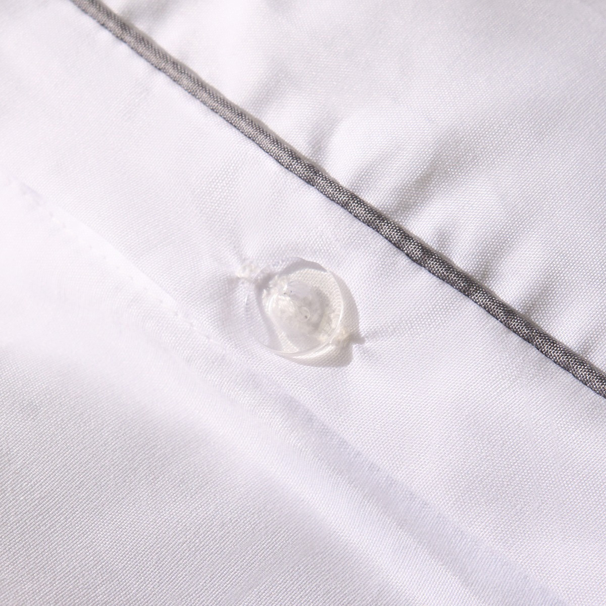 OHS Piped Edge Duvet Cover Set, White/Charcoal - Single>