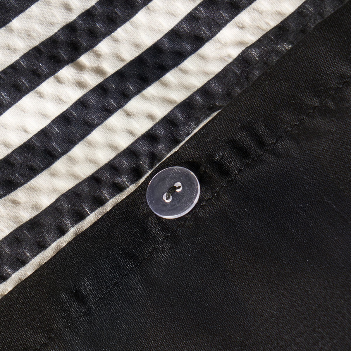 OHS Waffle Stripe Luxury Duvet Cover Set, Black/ Off White - Super King>