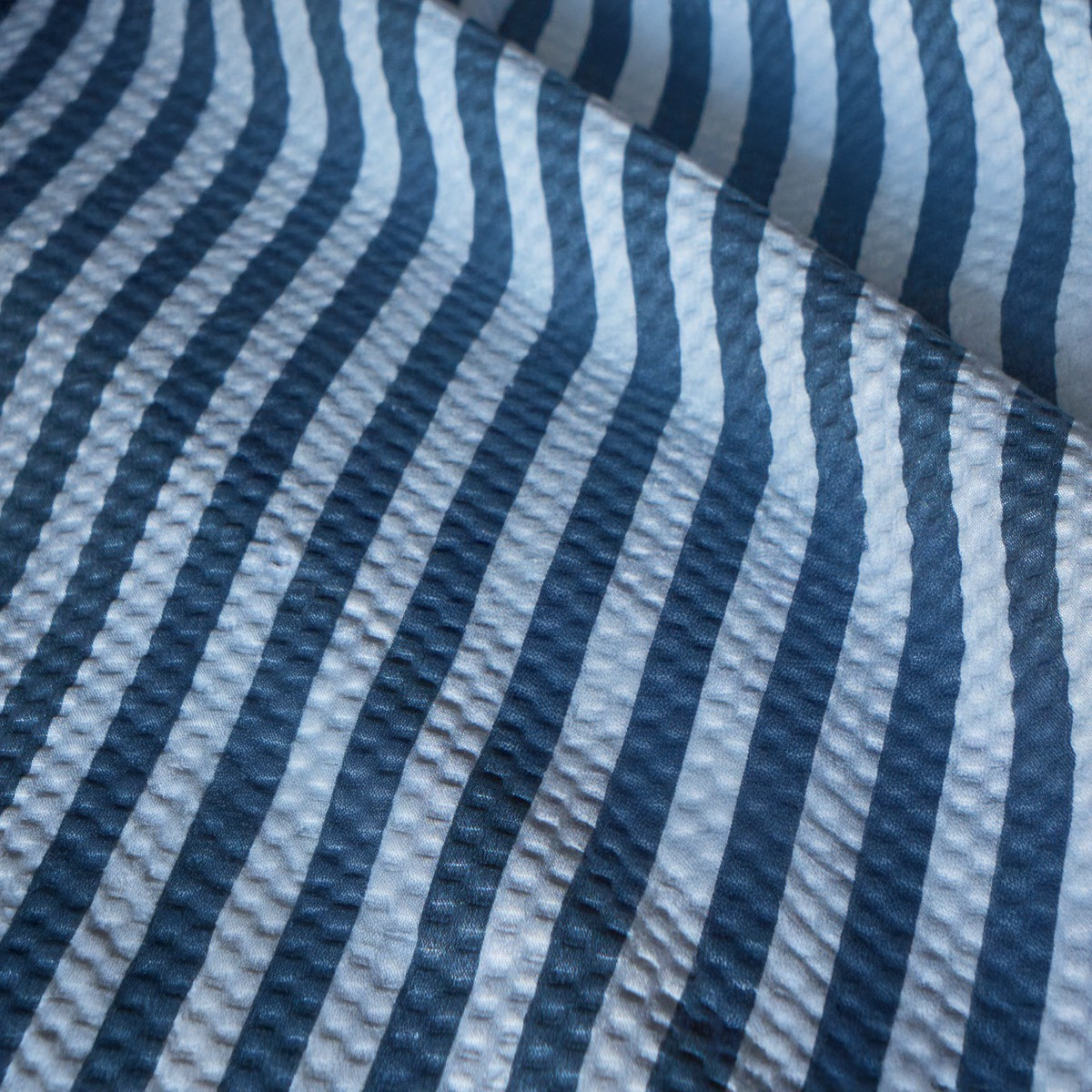 OHS Waffle Stripe Luxury Duvet Cover Set - Blue>