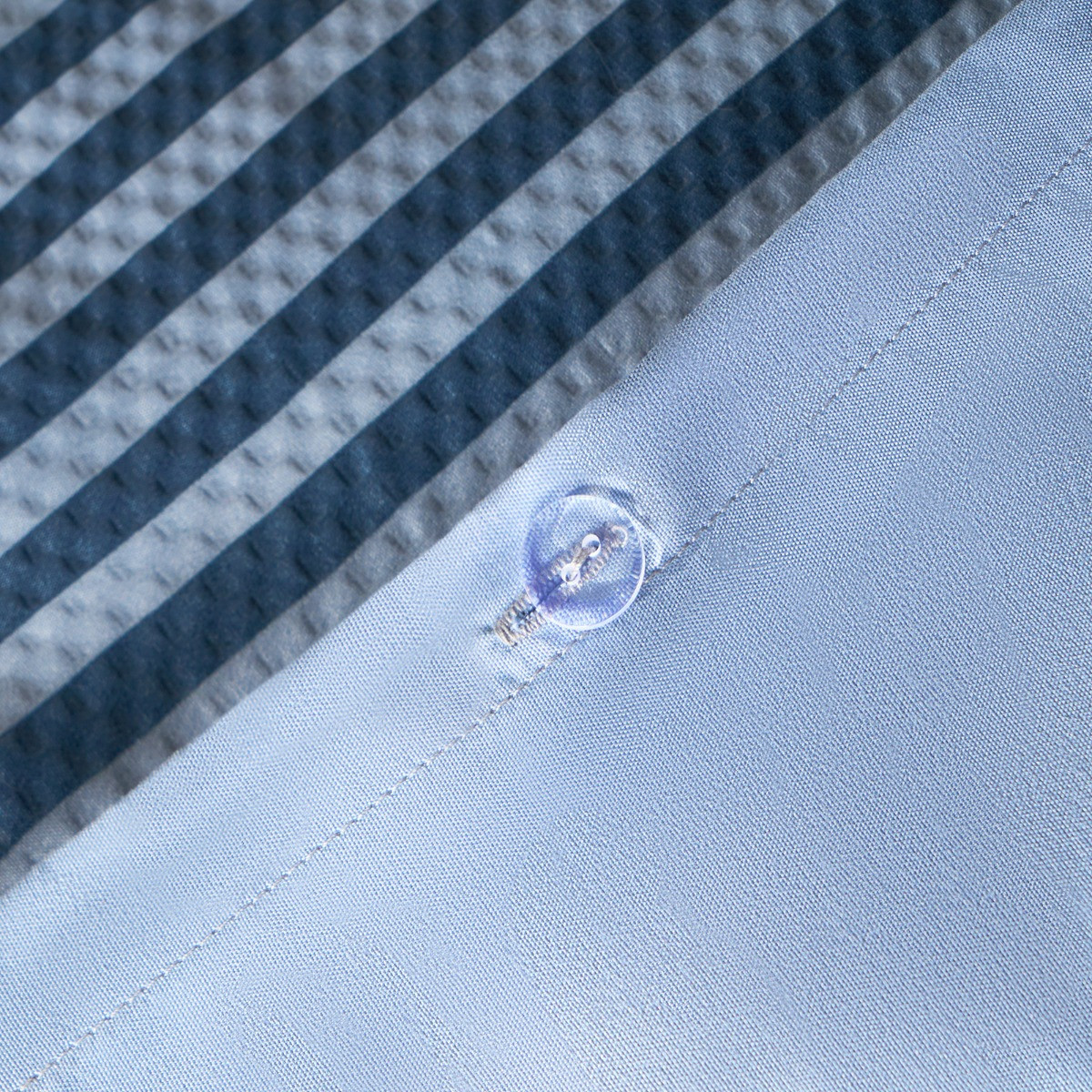 OHS Waffle Stripe Luxury Duvet Cover Set, Blue - Double>