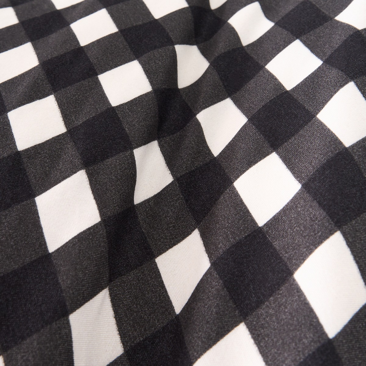 OHS Gingham Frill Duvet Cover Set, Monochrome - Double>