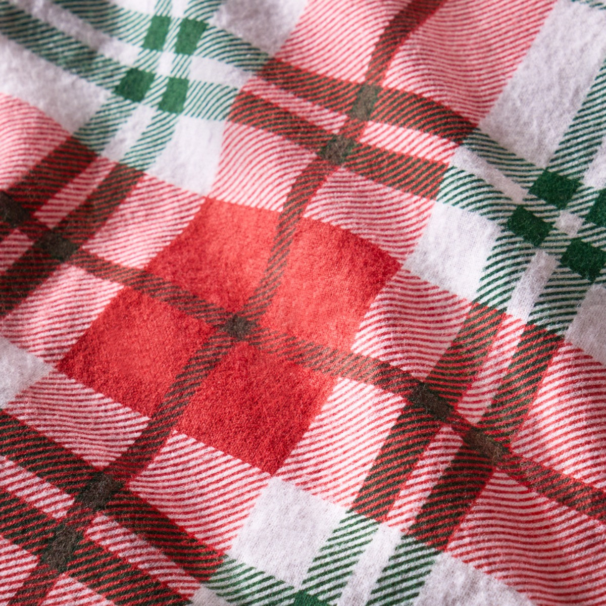 OHS Traditional Christmas Check Brushed Cotton Duvet Cover Set - Red>