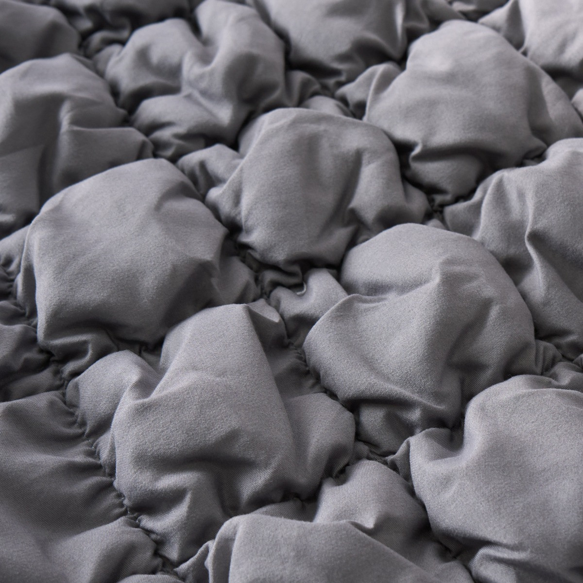 OHS Quilted Seersucker Duvet Cover Set, Grey - Super King>