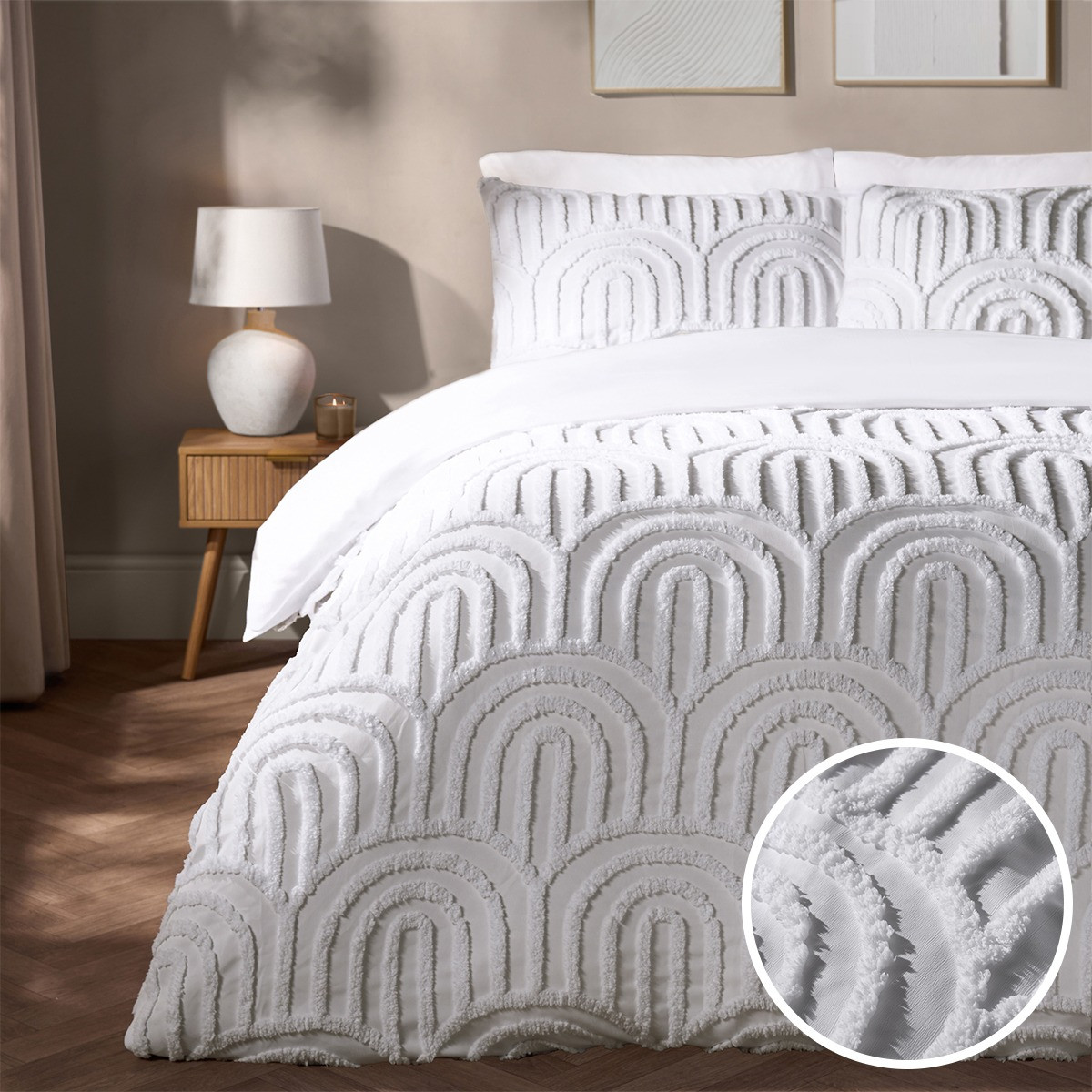 OHS Tufted Arches Duvet Cover Set - White>
