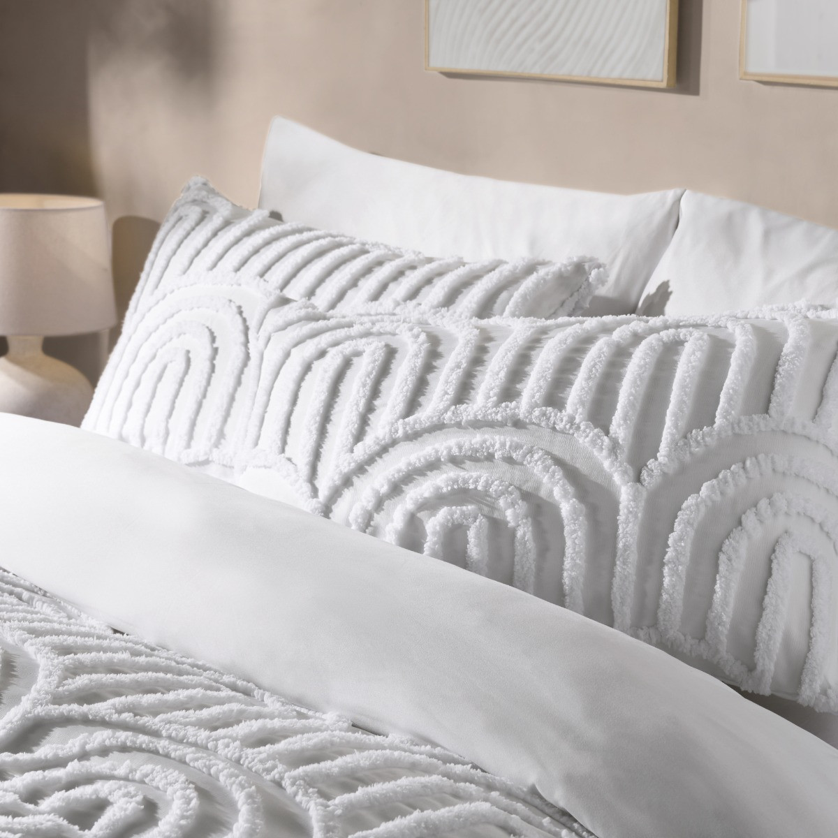 OHS Tufted Arches Duvet Cover Set - White>