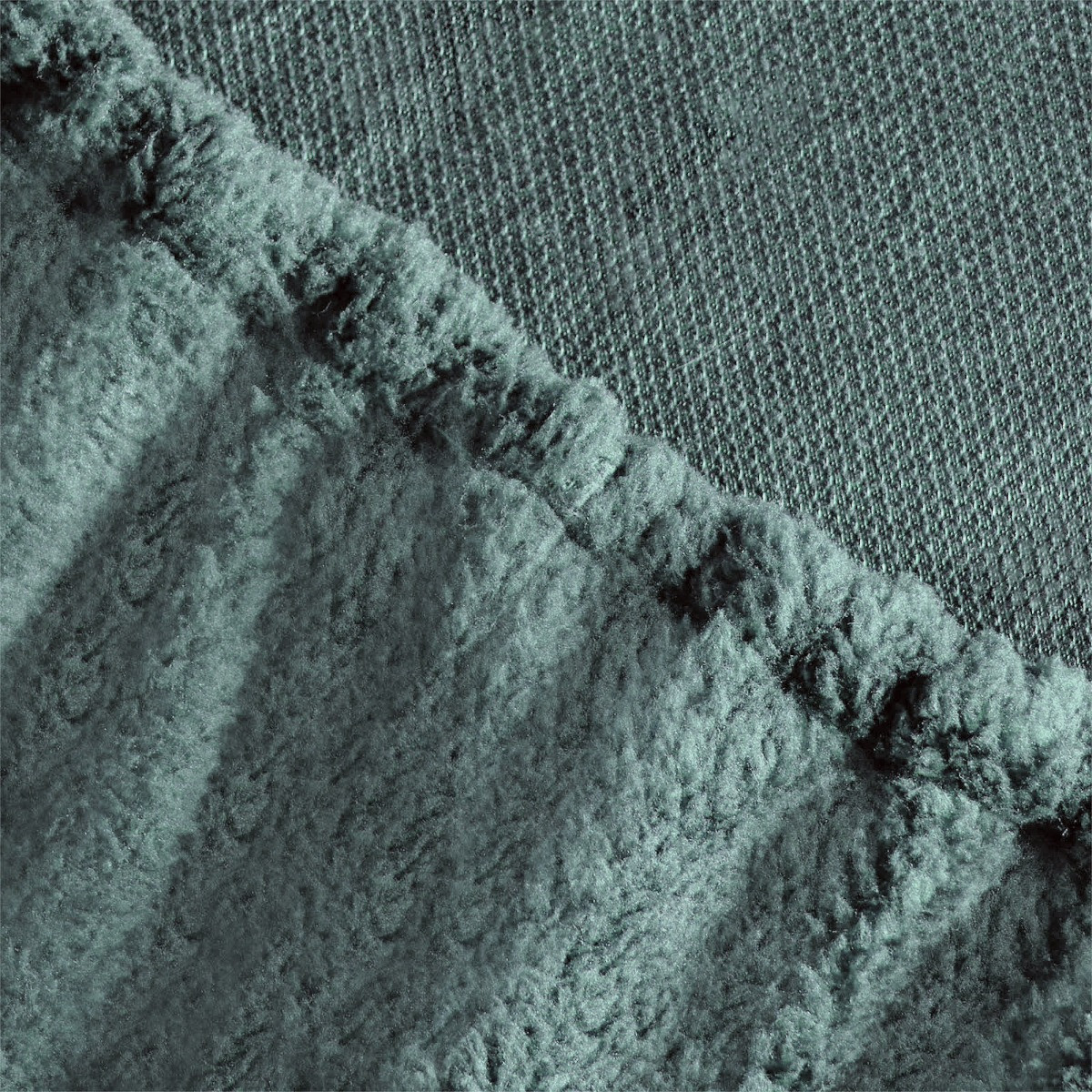 OHS Teddy Fleece Reversible Duvet Cover Set, Duck Egg/Grey - King>