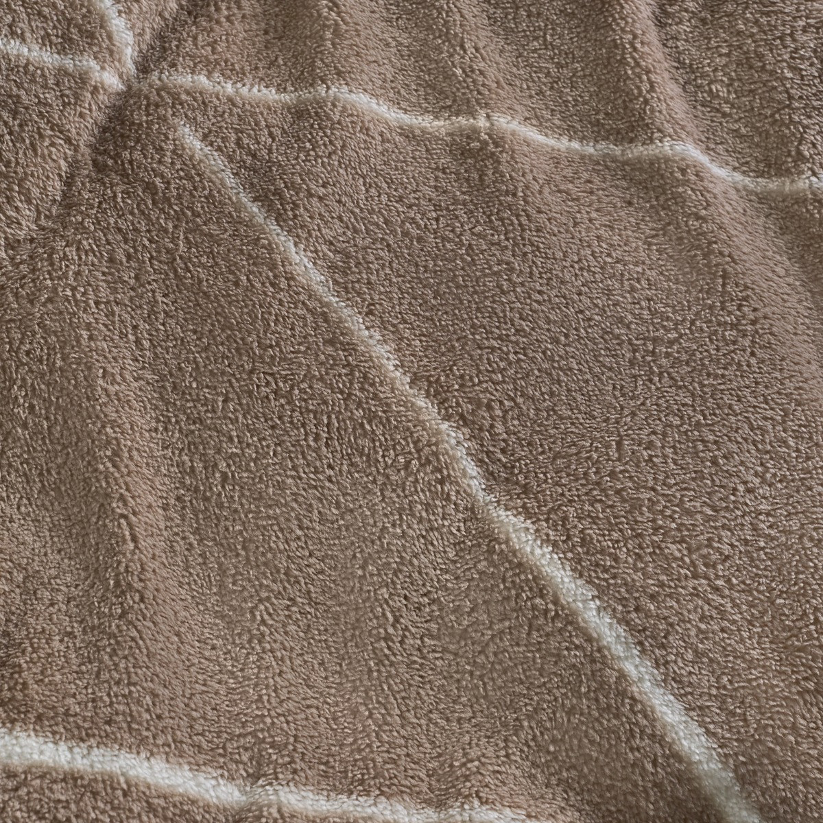 OHS Diamond Check Teddy Fleece Duvet Cover Set - Natural>