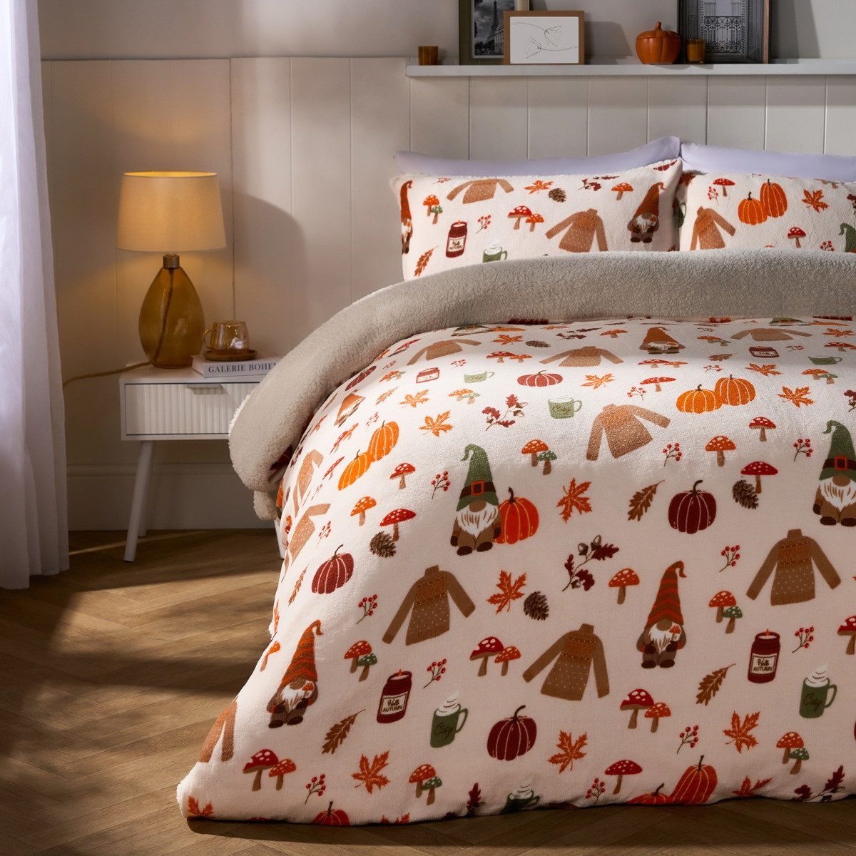 OHS Autumn Gonk Fleece Duvet Set - Rust>