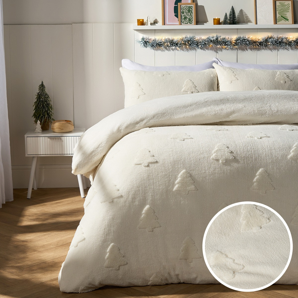 OHS Tufted Winter Tree Duvet Cover Set, White - King>