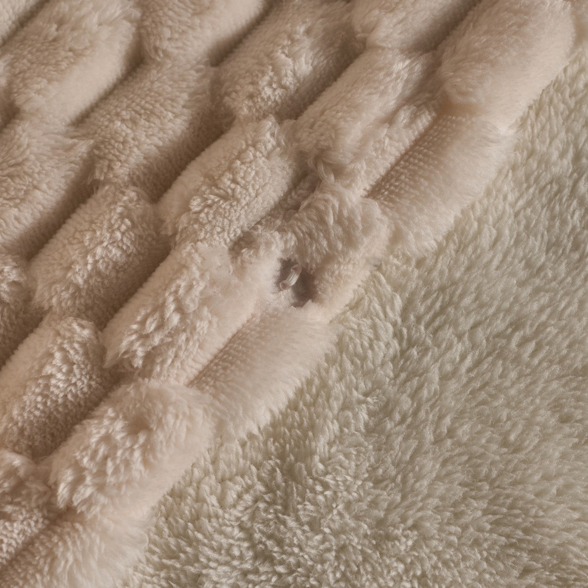 OHS Waffle Fleece Duvet Cover Set - Cream>