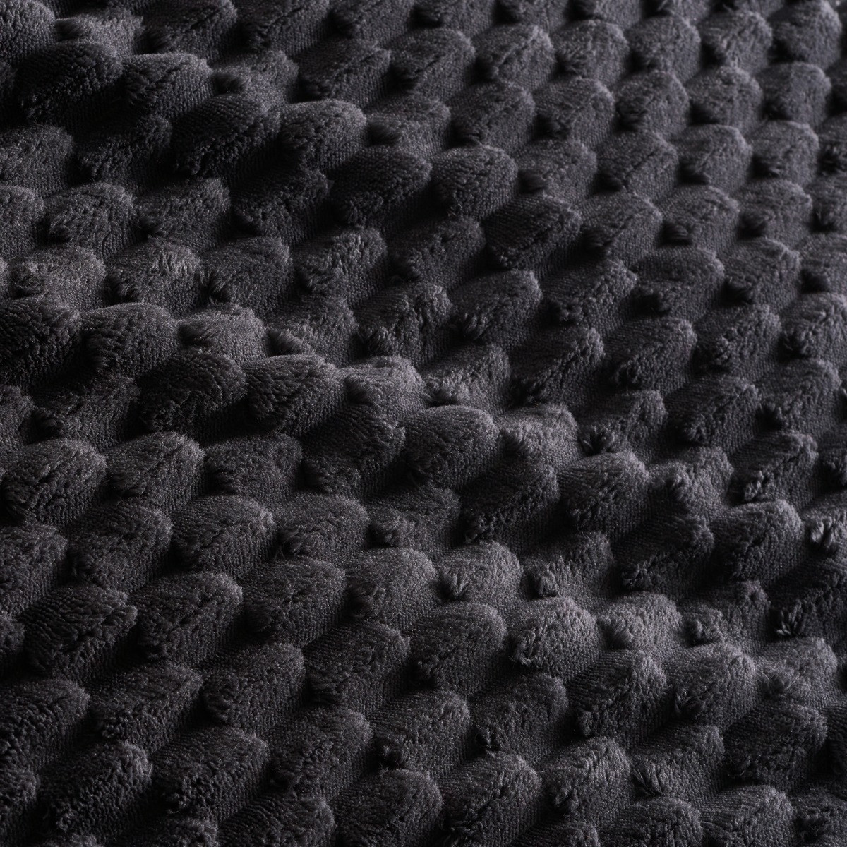 OHS Waffle Fleece Duvet Cover Set, Charcoal - Double>