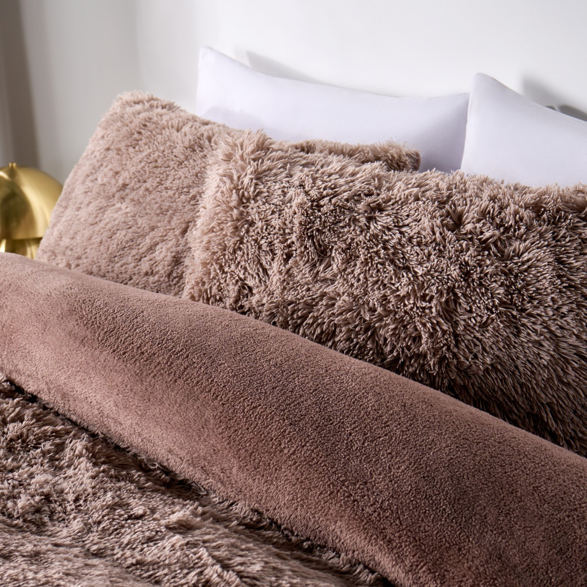 OHS Fluffy Fleece Duvet Cover Set - Natural>