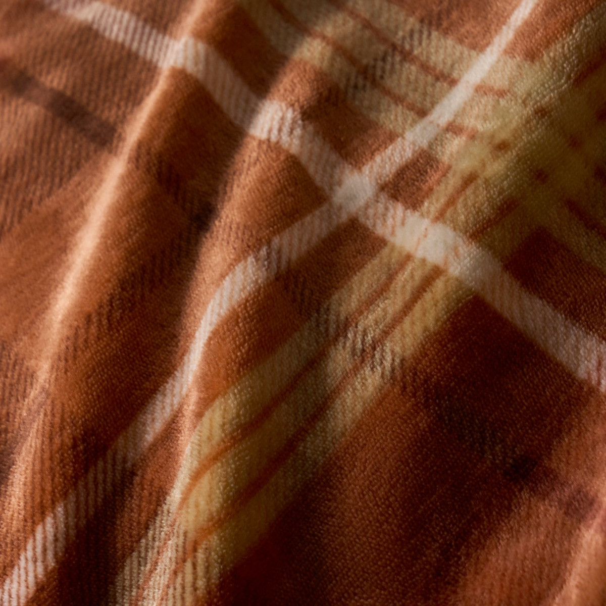 OHS Autumn Check Fleece Duvet Cover Set, Rust - Single>
