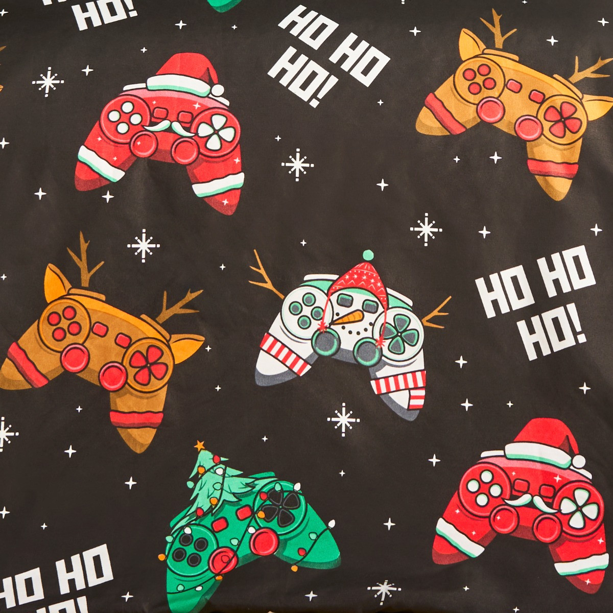 OHS Christmas Gaming Duvet Cover Set, Black - Double>