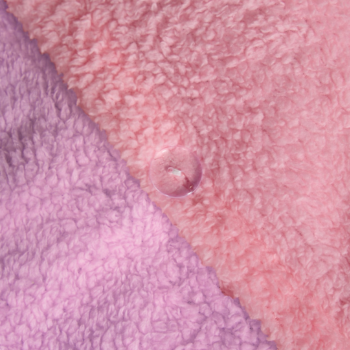 OHS Teddy Fleece Reversible Duvet Cover Set, Pink/ Lilac - Double>