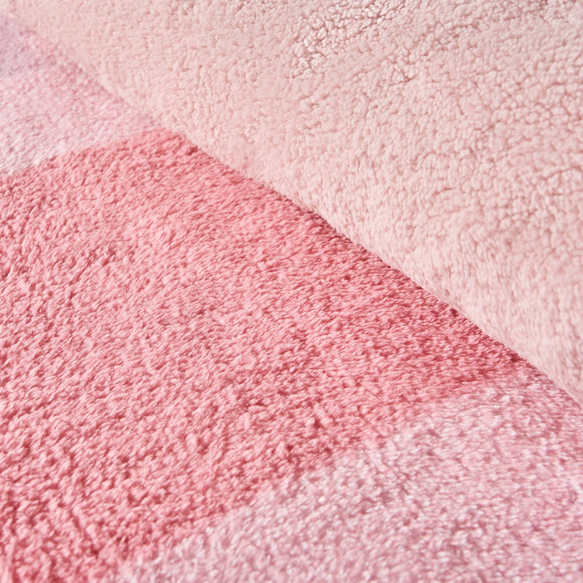 OHS Patchwork Check Teddy Duvet Set, Multi - Single>