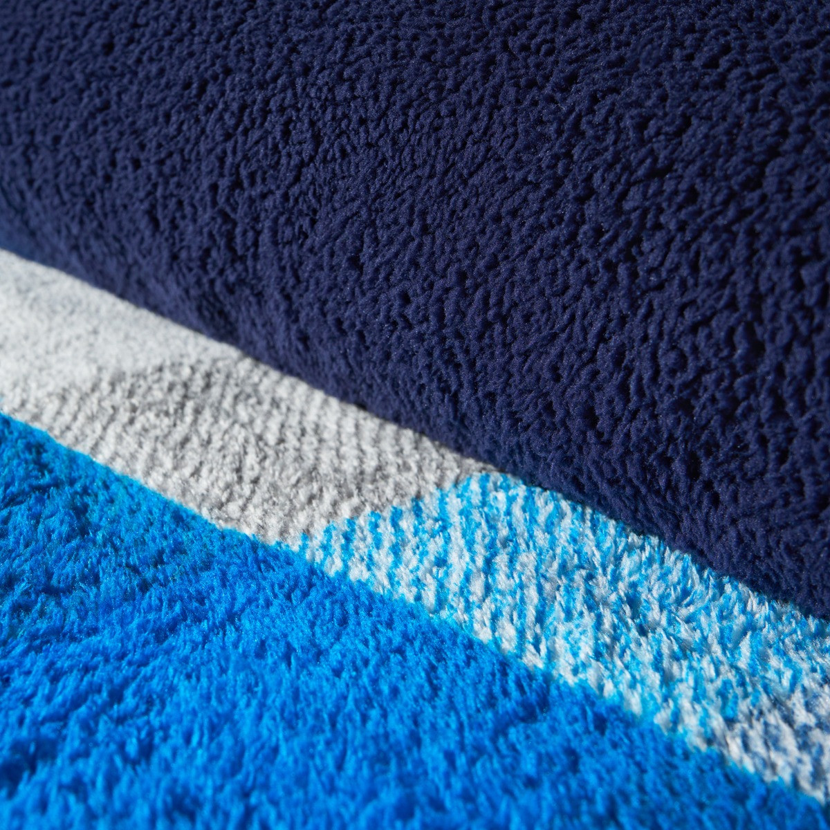 OHS Patchwork Check Teddy Duvet Cover Set - Navy/Grey>