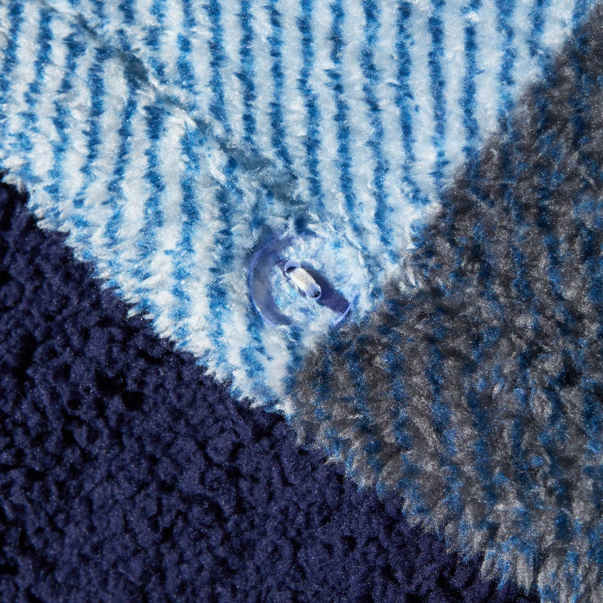 OHS Patchwork Check Teddy Duvet Cover Set - Navy/Grey>