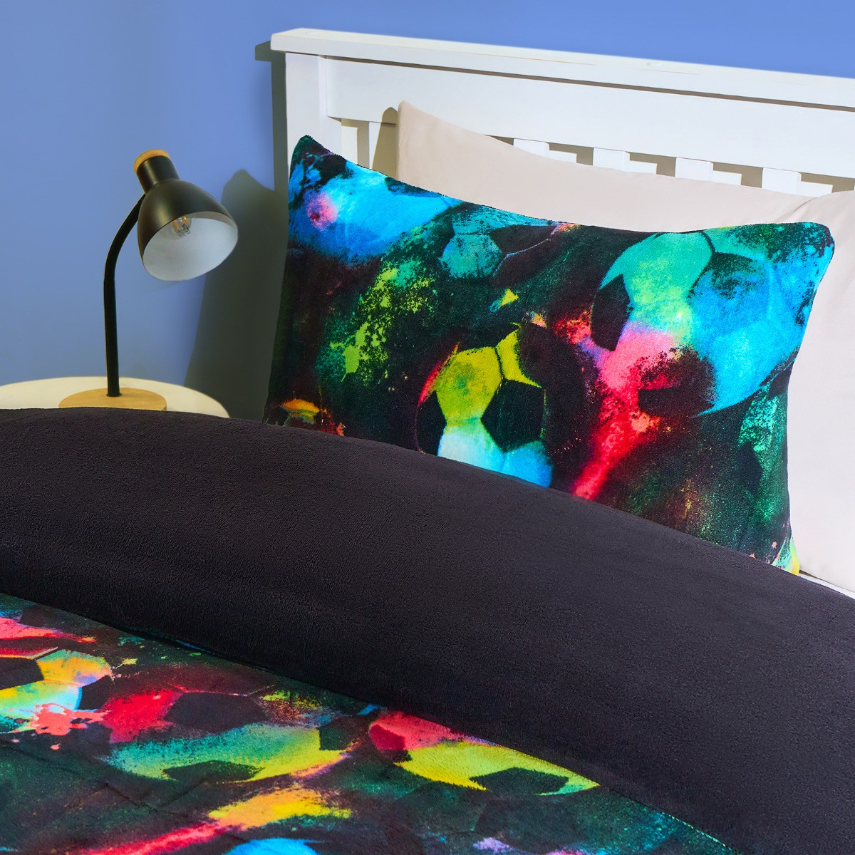 OHS Kids Football Fleece Duvet Cover Set, Neon - Single>
