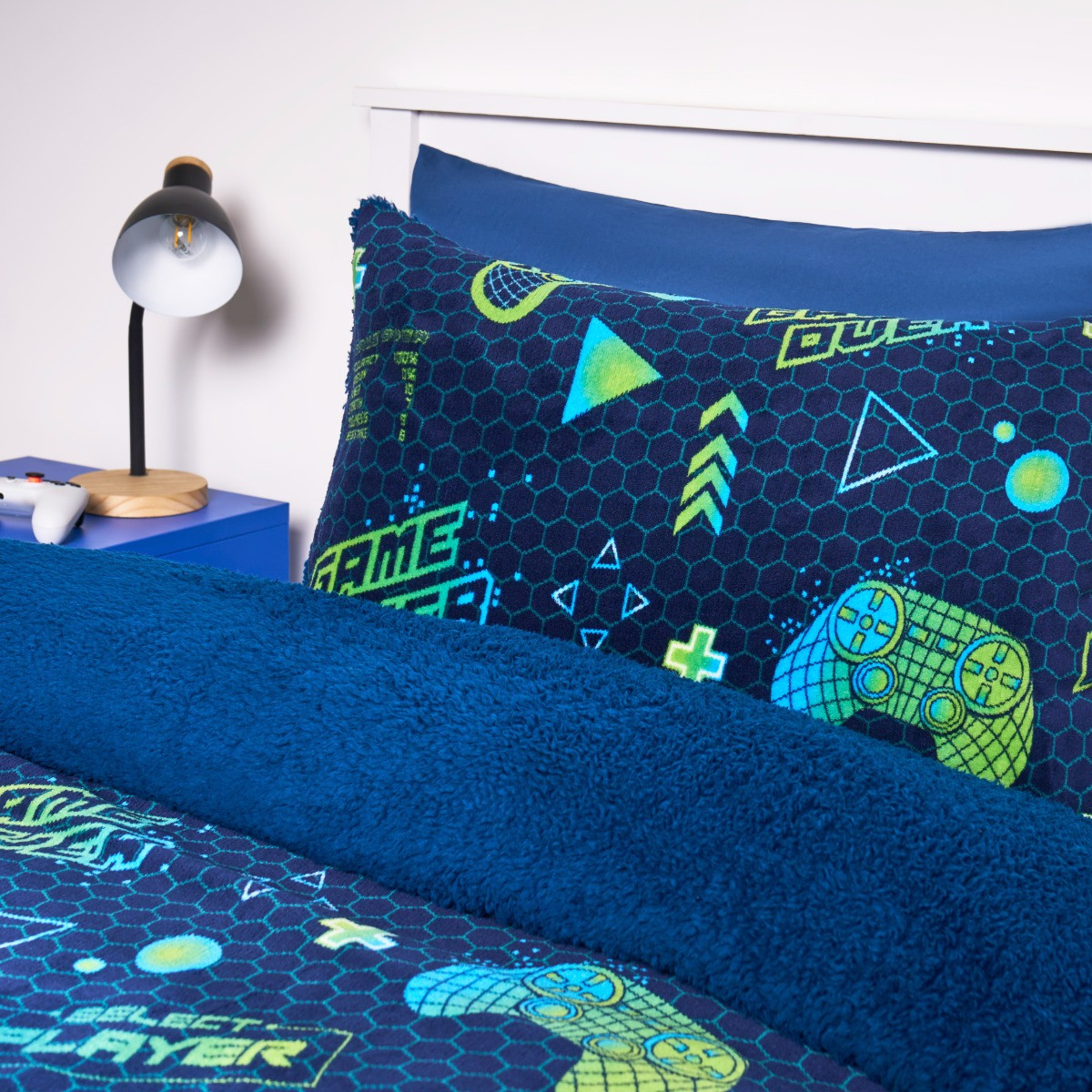 OHS Gaming Fleece Duvet Set - Navy/Green>
