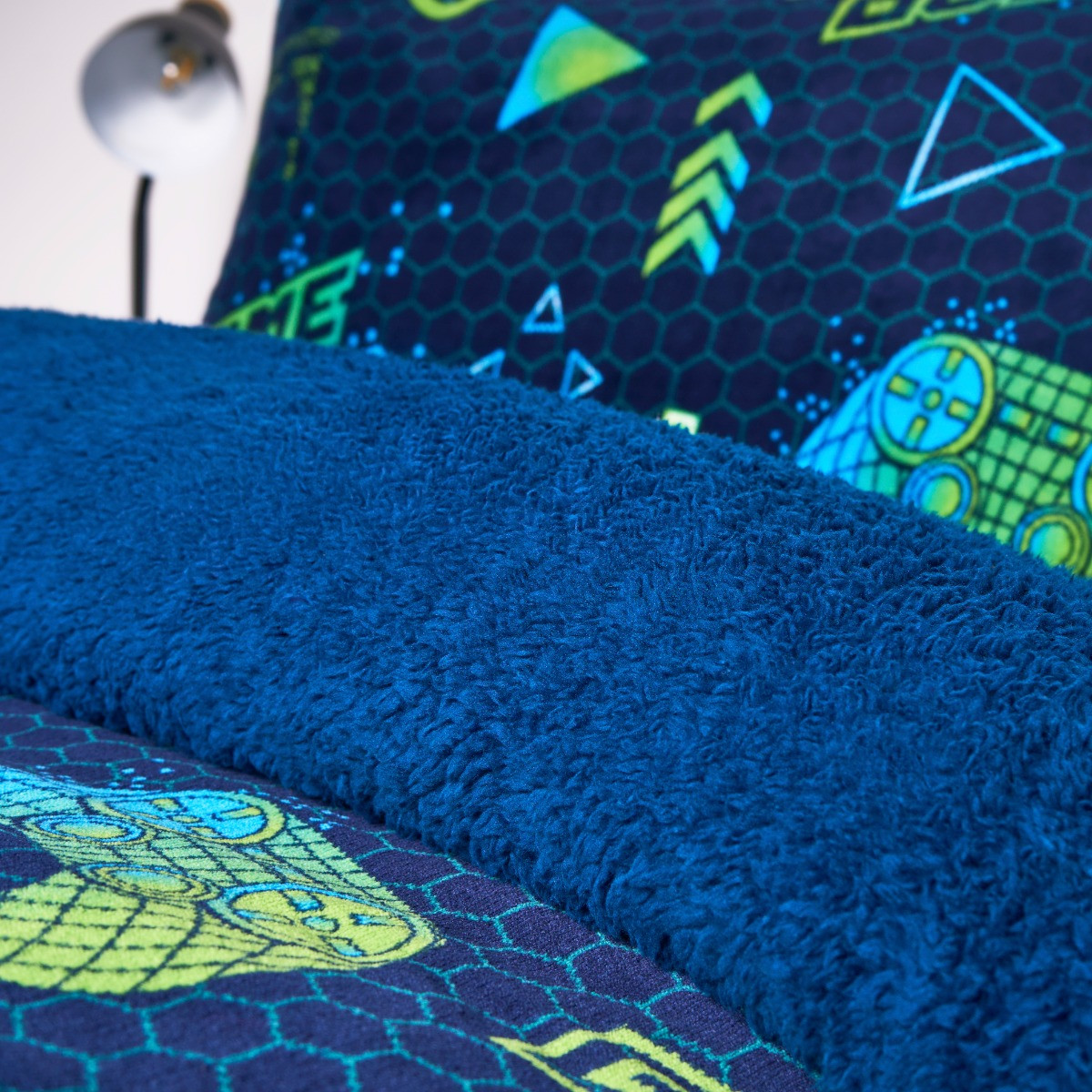 OHS Gaming Fleece Duvet Set - Navy/Green>
