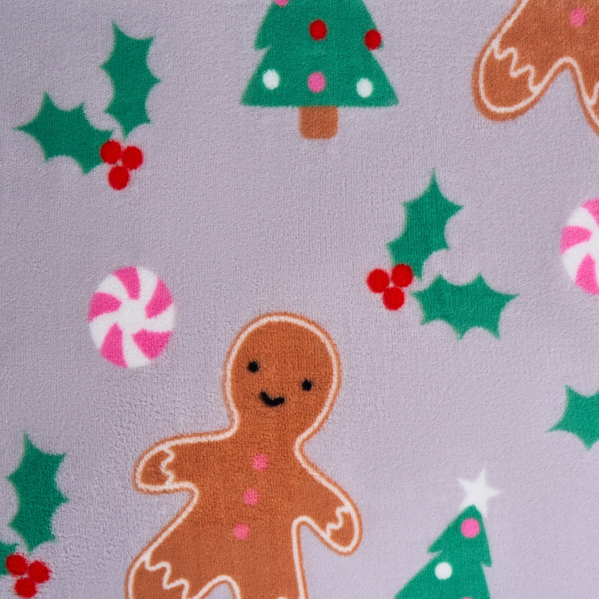 OHS Christmas Gingerbread Fleece Duvet Cover Set - Grey>