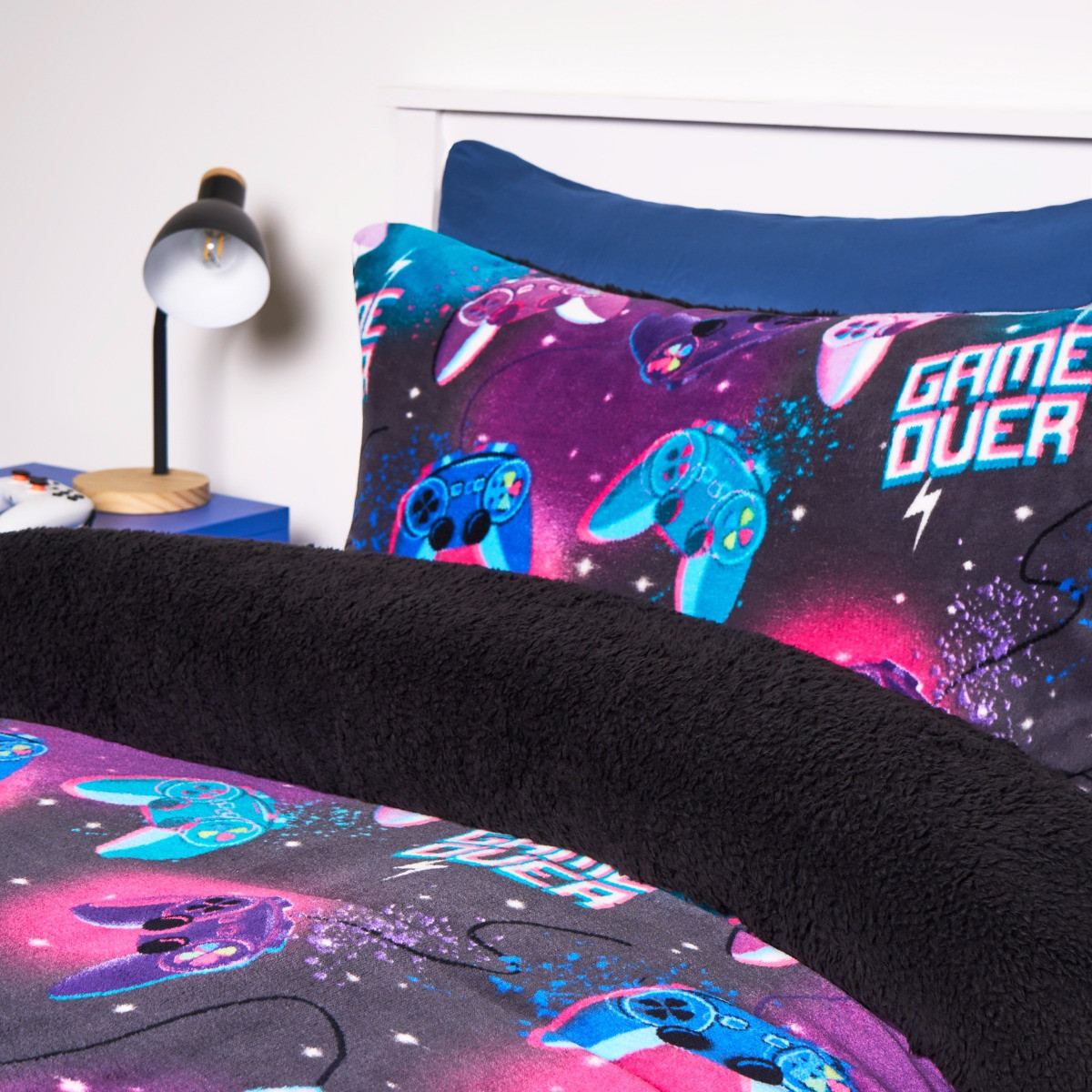 OHS Gaming Fleece Duvet Cover Set - Neon>